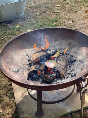 Round bowls in fire