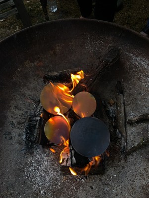 Discs in fire.