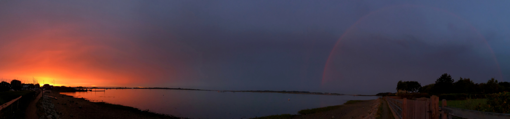 Sunset with rainbow.